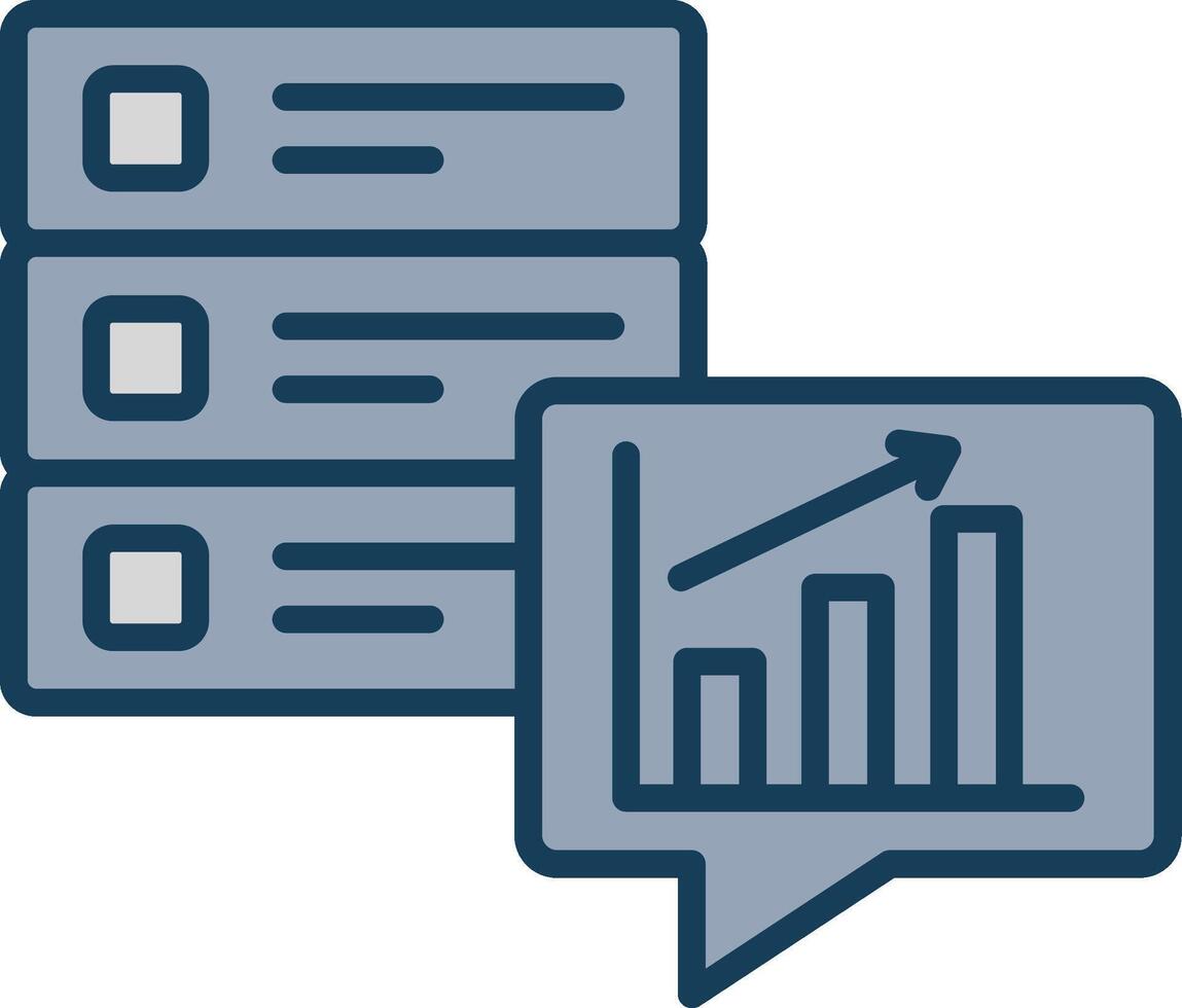 gegevens analytics lijn gevulde grijs icoon vector