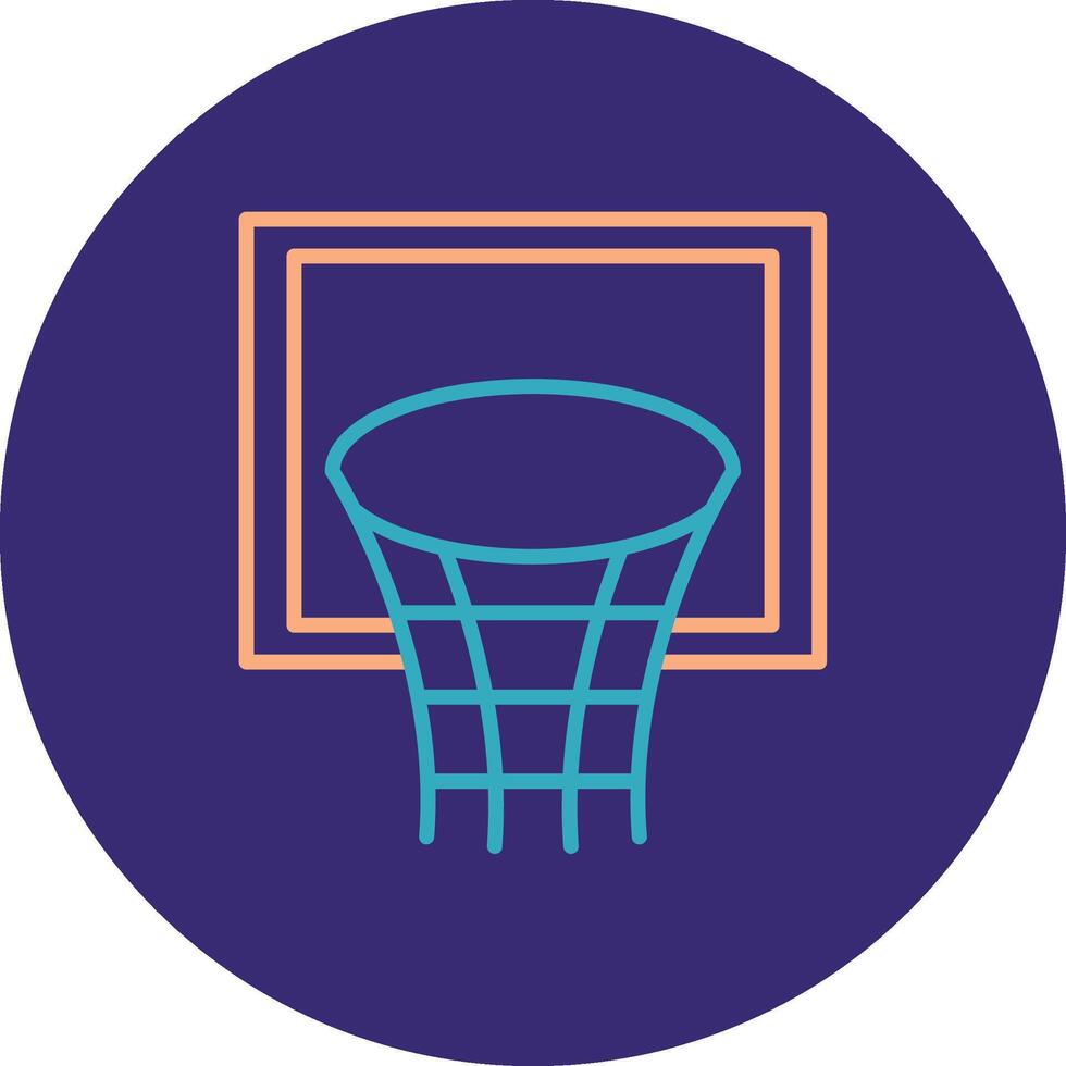 basketbal hoepel lijn twee kleur cirkel icoon vector