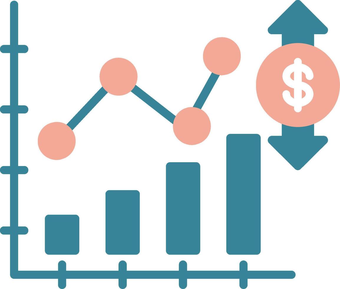 markt fluctuatie glyph twee kleur icoon vector