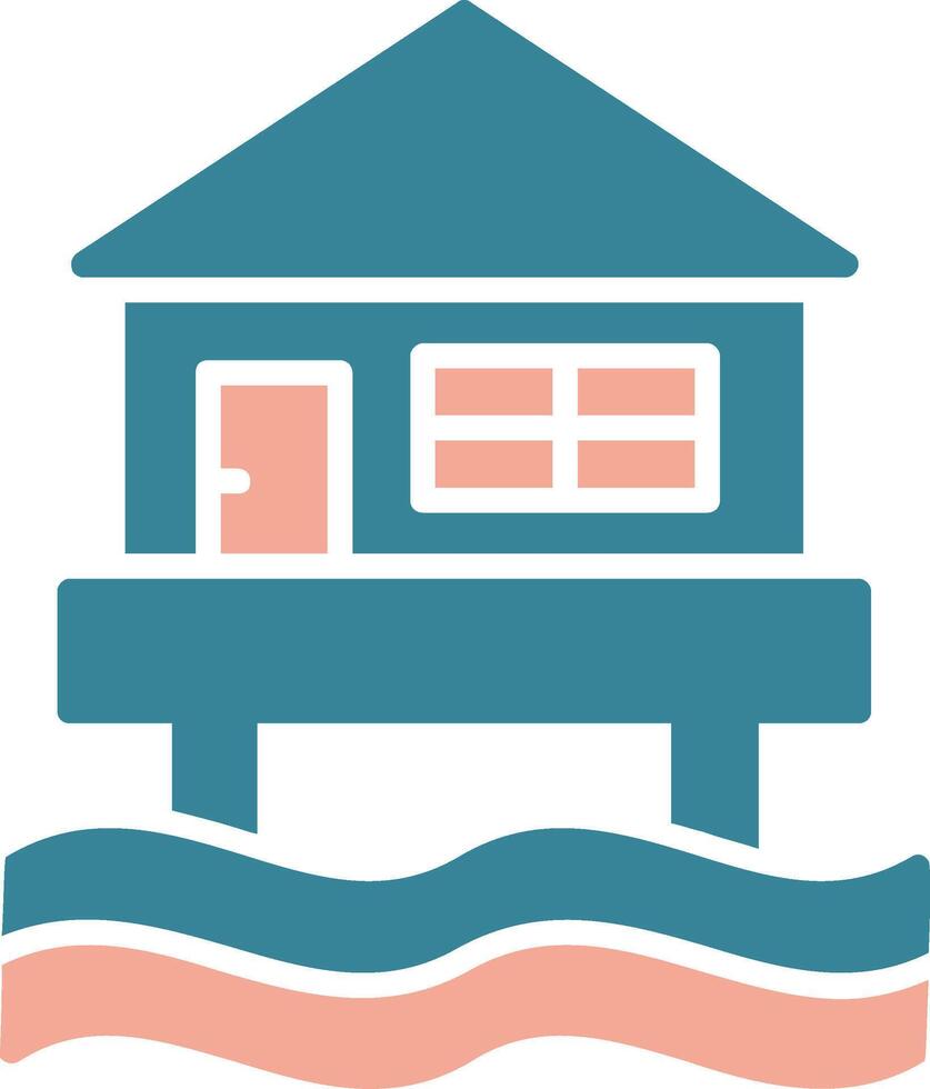 strand hut glyph twee kleur icoon vector