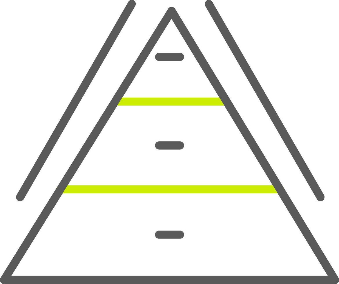 piramide grafiek lijn twee kleuren icoon vector