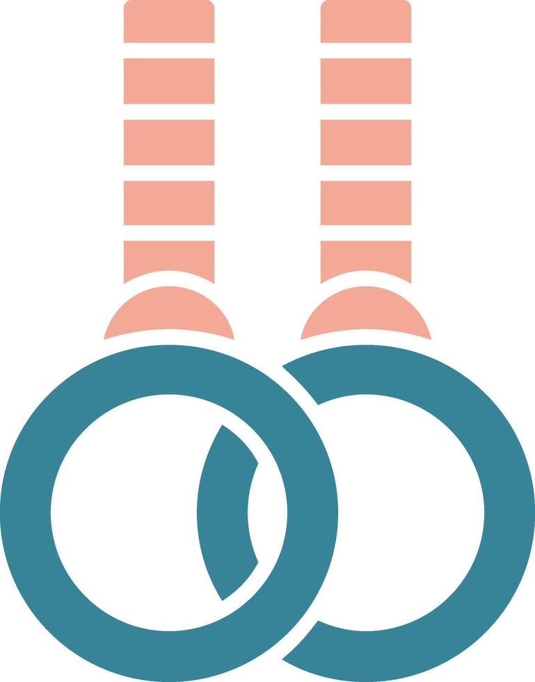 gymnastiek- ringen glyph twee kleur icoon vector