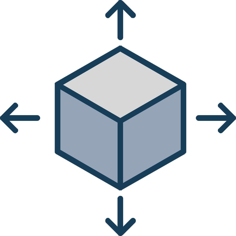 kubus lijn gevulde grijs icoon vector