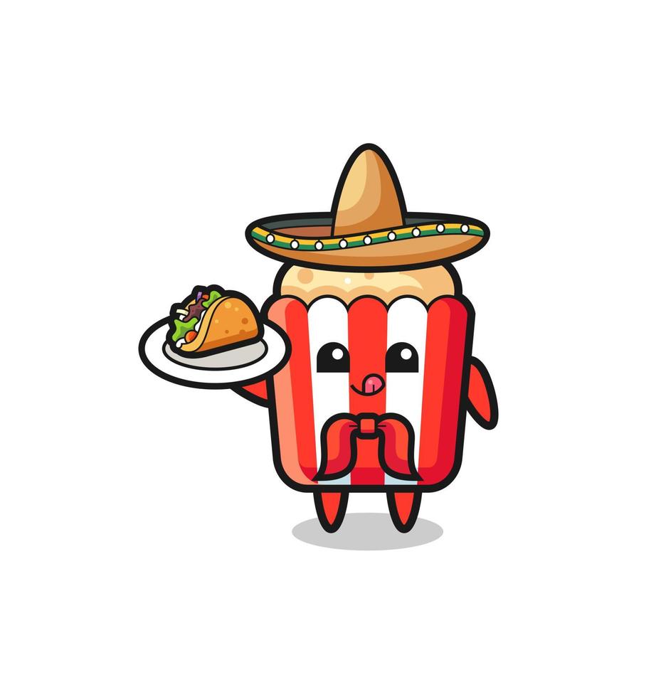 popcorn Mexicaanse chef-kok mascotte met een taco vector