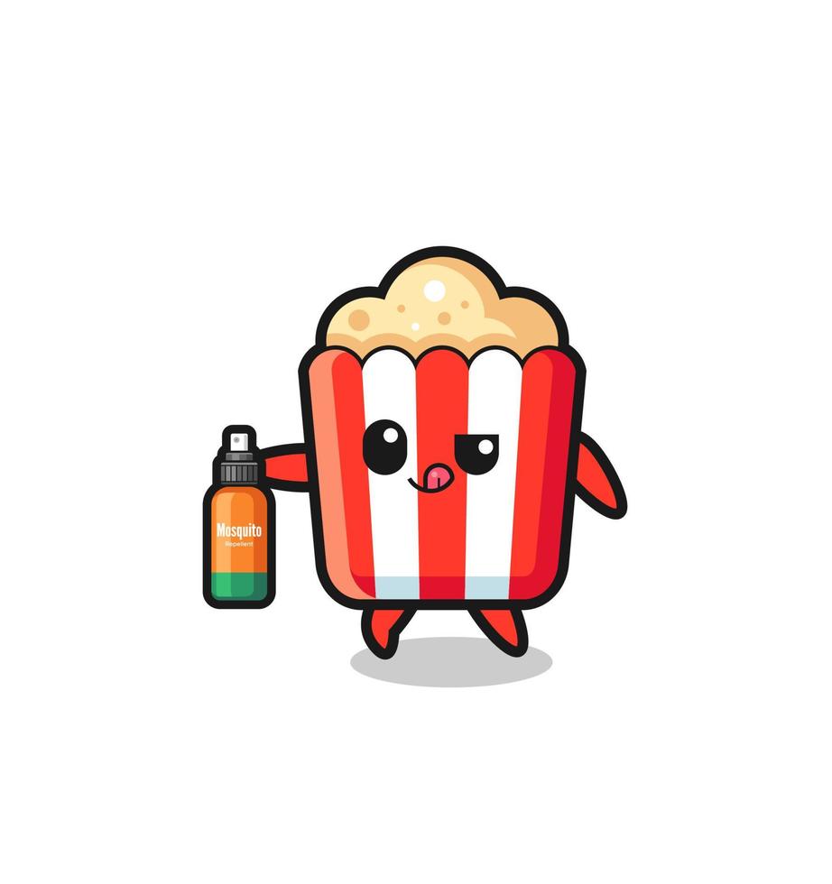 schattige popcorn met muggenspray vector