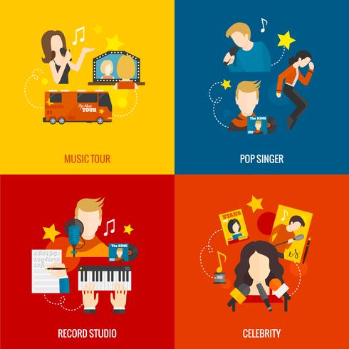 pop singer flat set vector