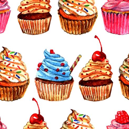 Cupcakes naadloos patroonontwerp vector