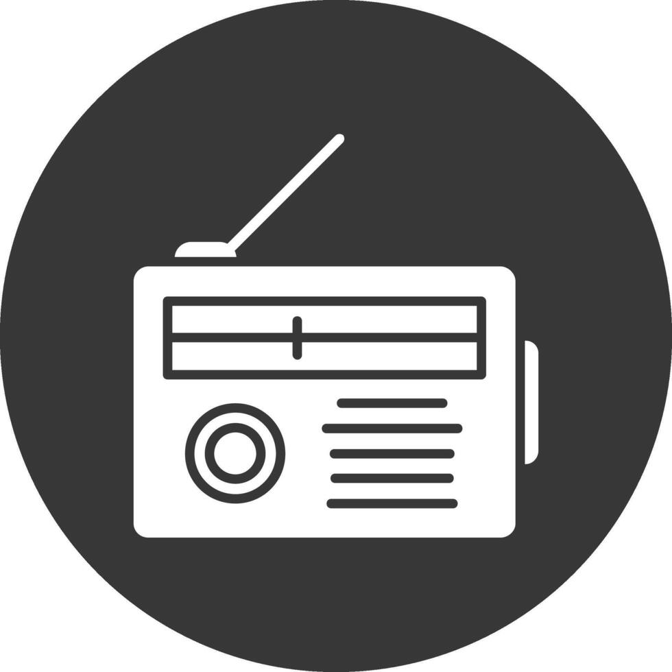 radio glyph omgekeerd pictogram vector