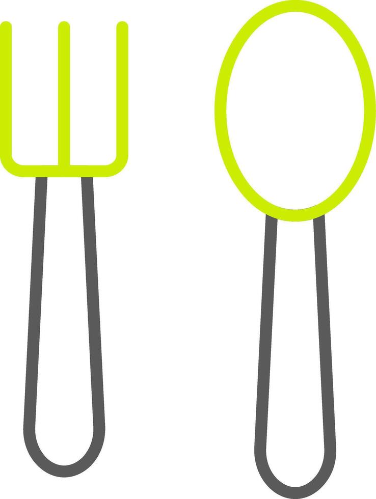 lepel en vork lijn twee kleur icoon vector