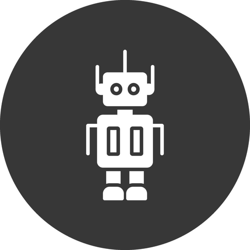 robot glyph omgekeerd pictogram vector