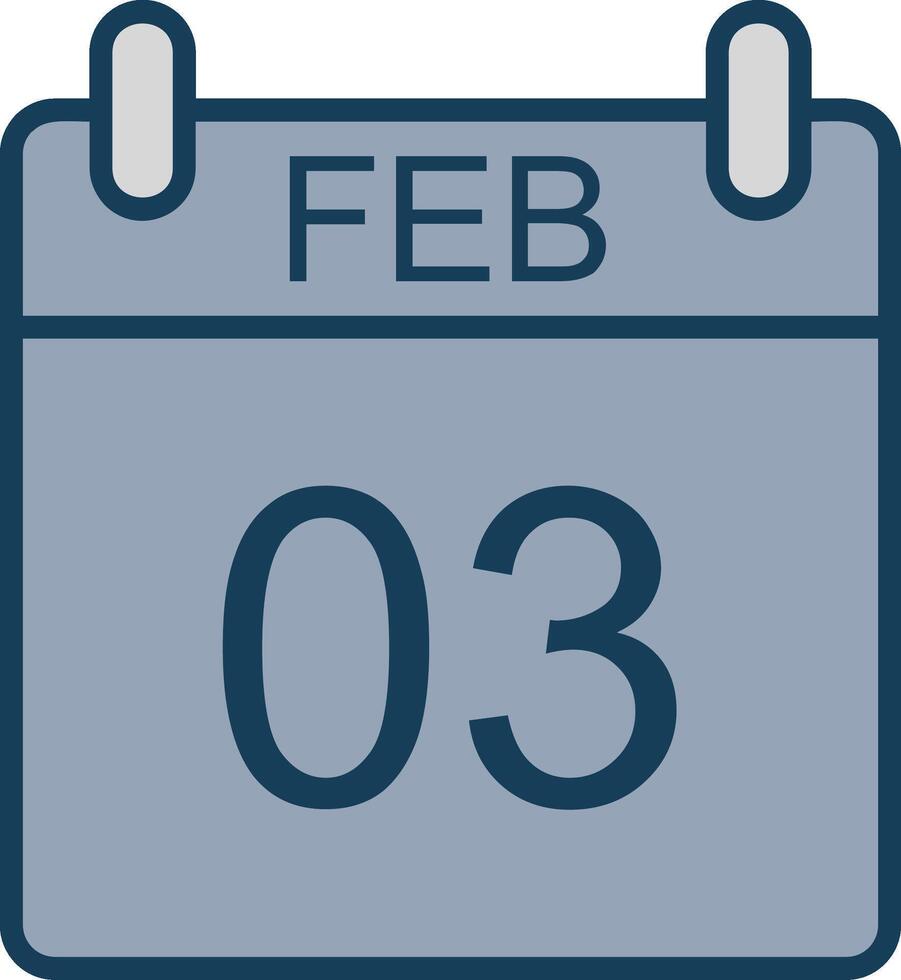 februari lijn gevulde grijs icoon vector