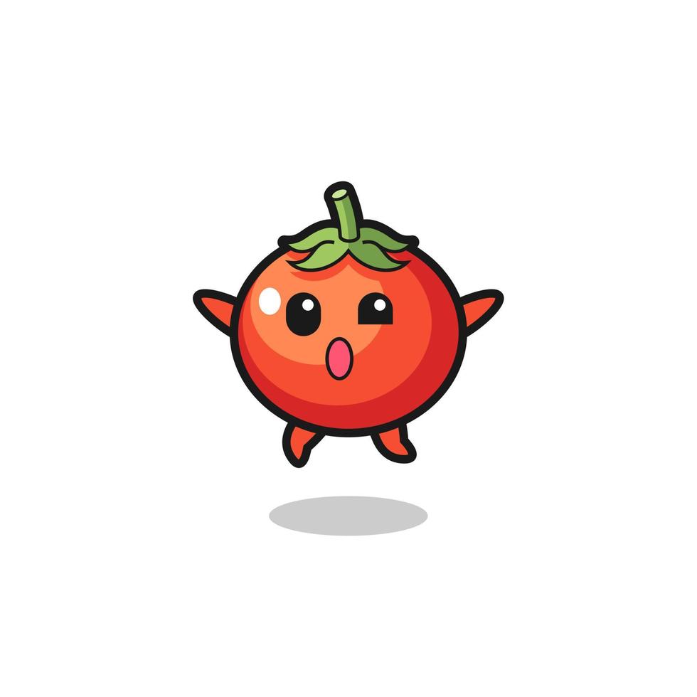 tomatenkarakter springt gebaar vector