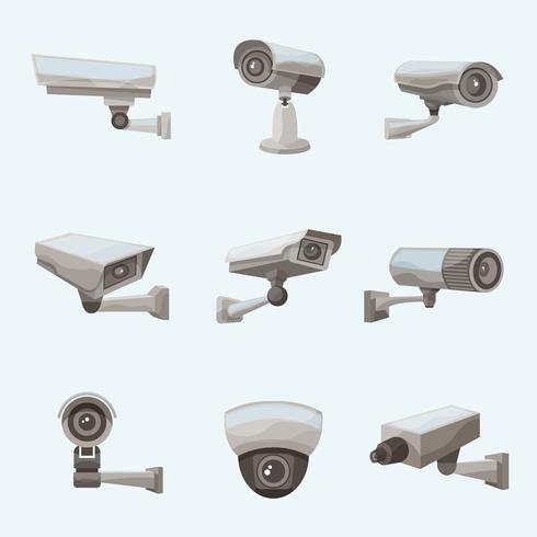 Surveillance Camera Realistische pictogrammen vector