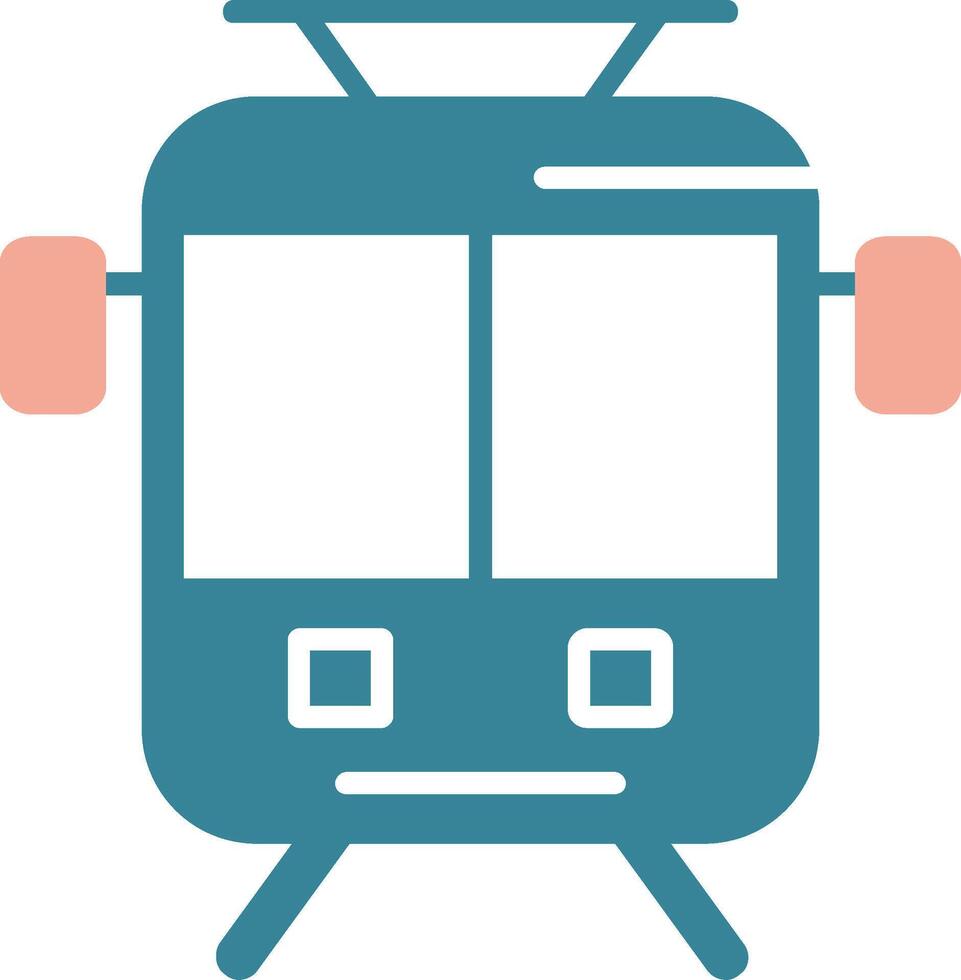 oud tram glyph twee kleur icoon vector