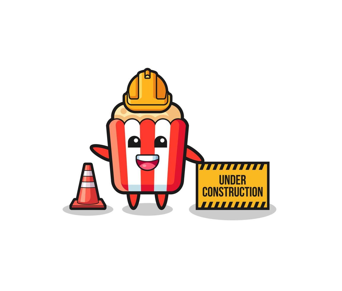 illustratie van popcorn met in aanbouw banner vector