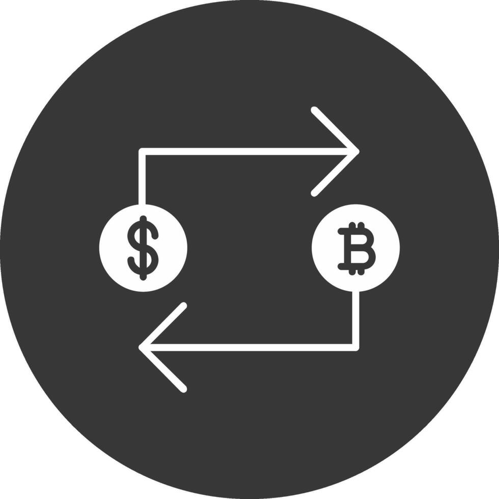 bitcoin uitwisseling glyph omgekeerd icoon vector