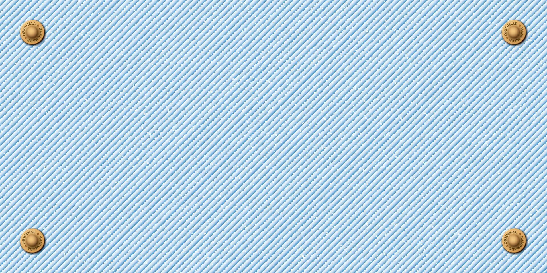 denim blauw jean textiel vervaagd staat achtergrond met messing pinnen kader illustratie. vector