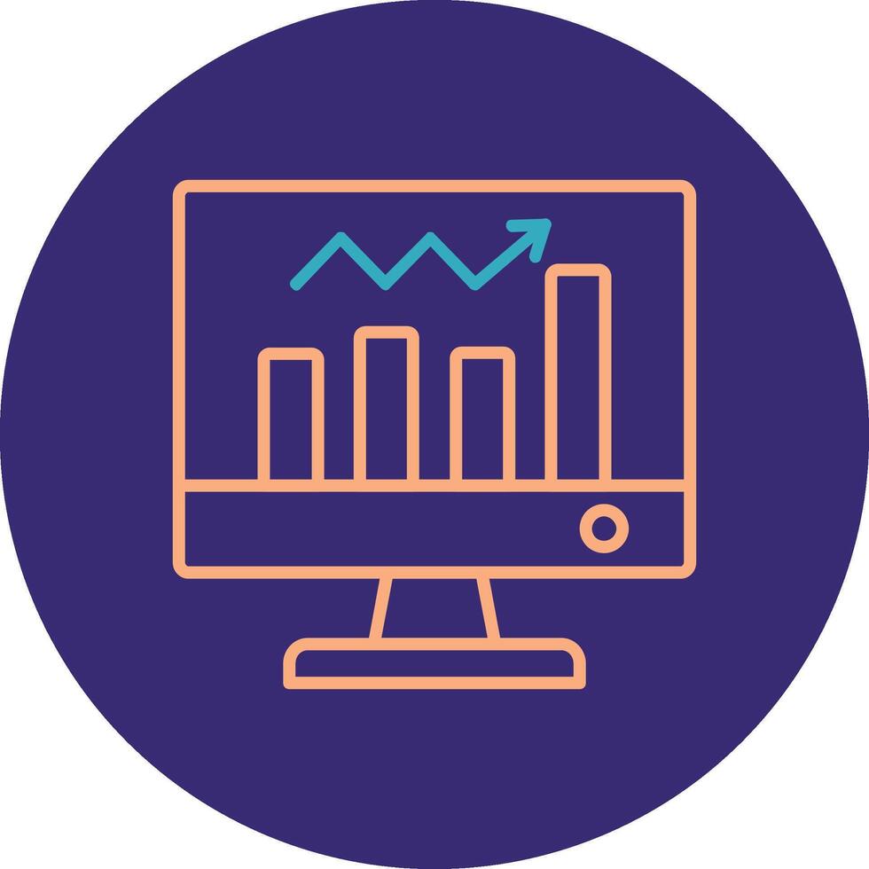 analytics lijn twee kleur cirkel icoon vector