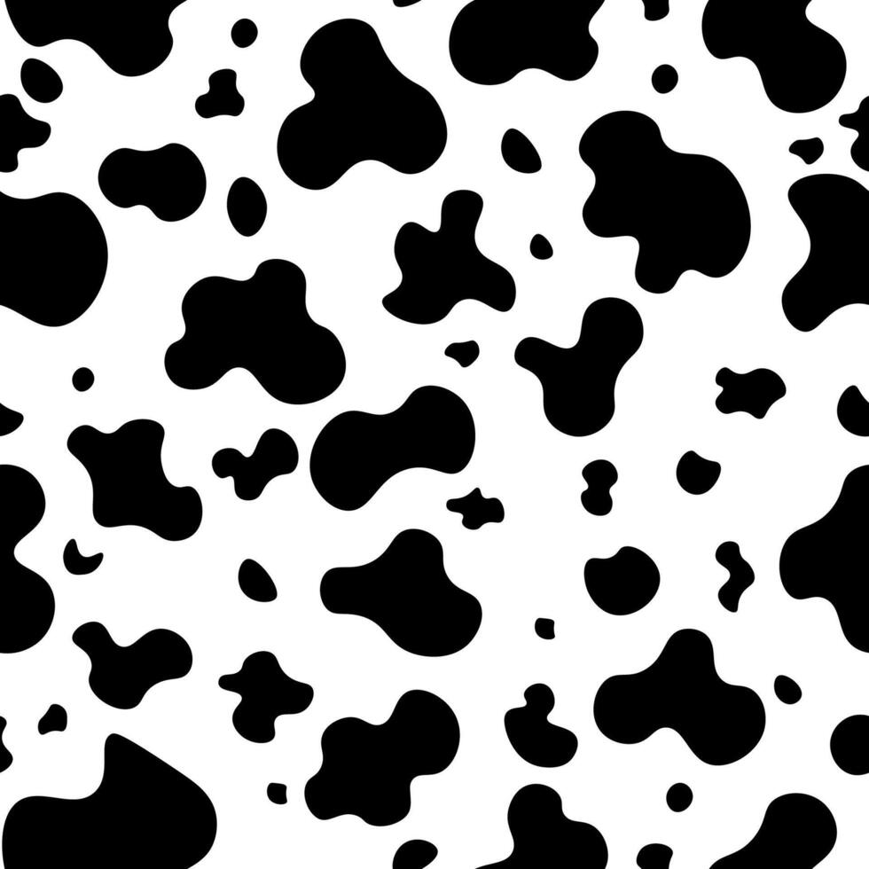 zwart en wit dier huid structuur achtergrond. koe naadloos patroon. vector