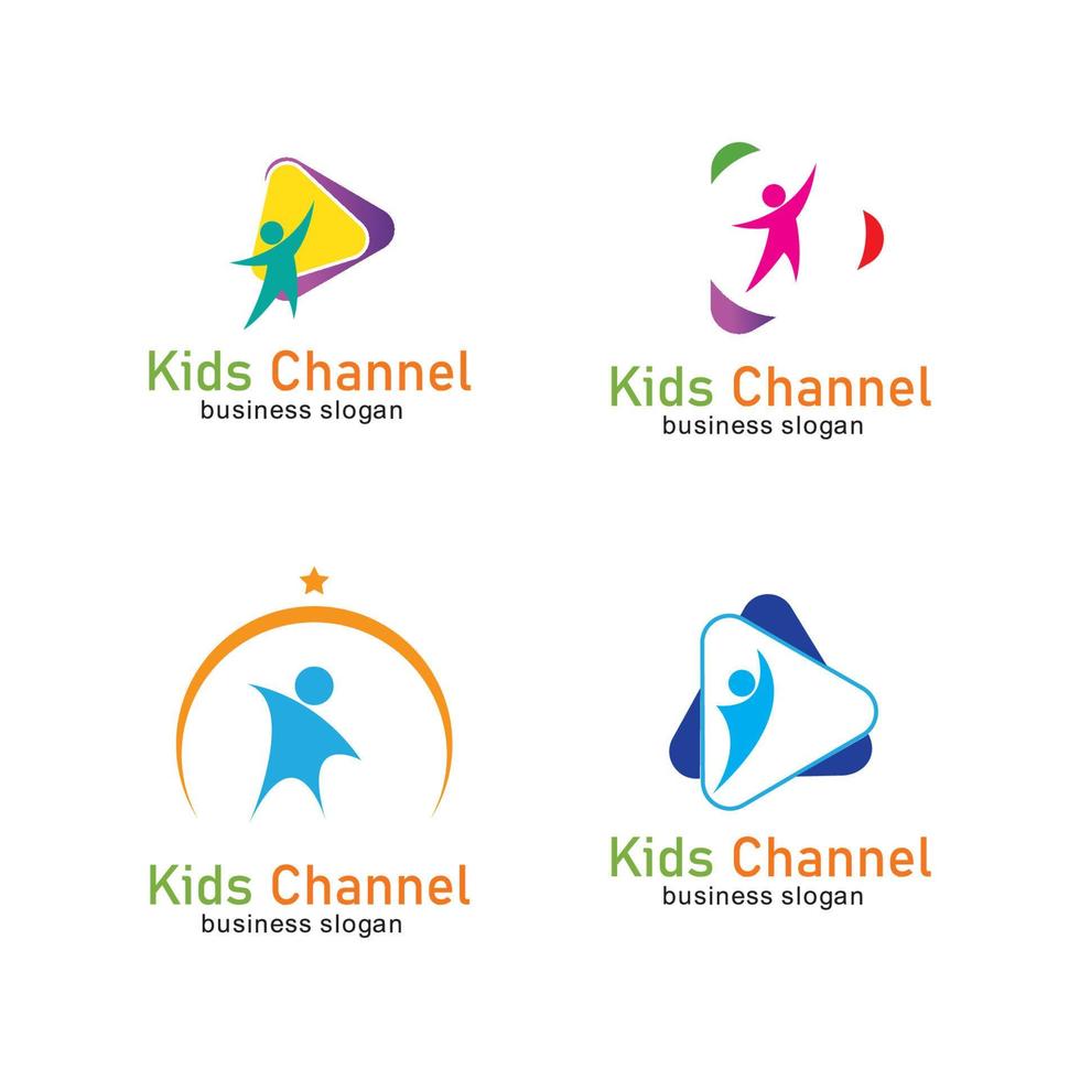kinderen kanaal logo pictogram ontwerpsjabloon. vector illustratie
