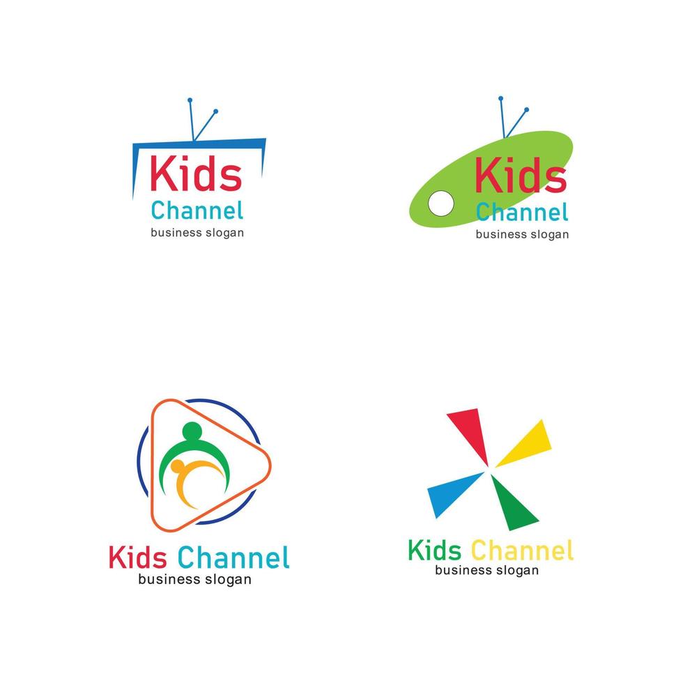 kinderen kanaal logo pictogram ontwerpsjabloon. vector illustratie