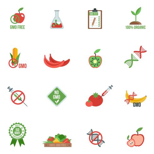 gmo pictogrammen plat vector