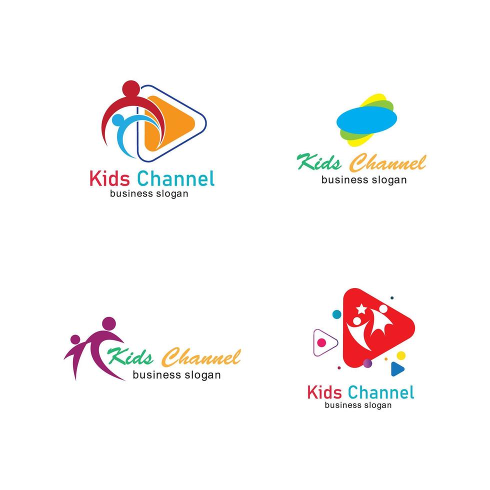 kinderen kanaal logo pictogram ontwerpsjabloon. vector illustratie