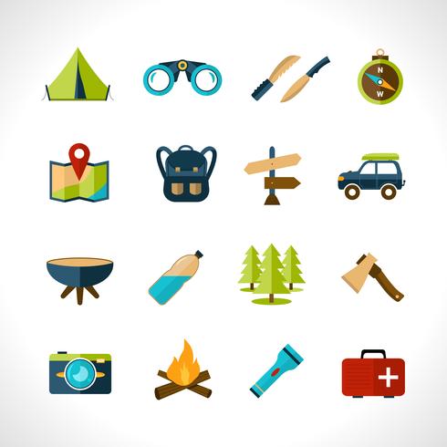 Camping pictogrammen instellen vector