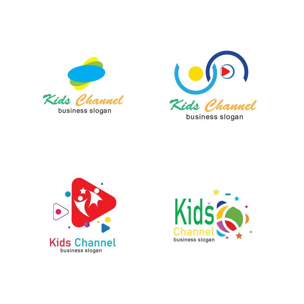 kinderen kanaal logo pictogram ontwerpsjabloon. vector illustratie