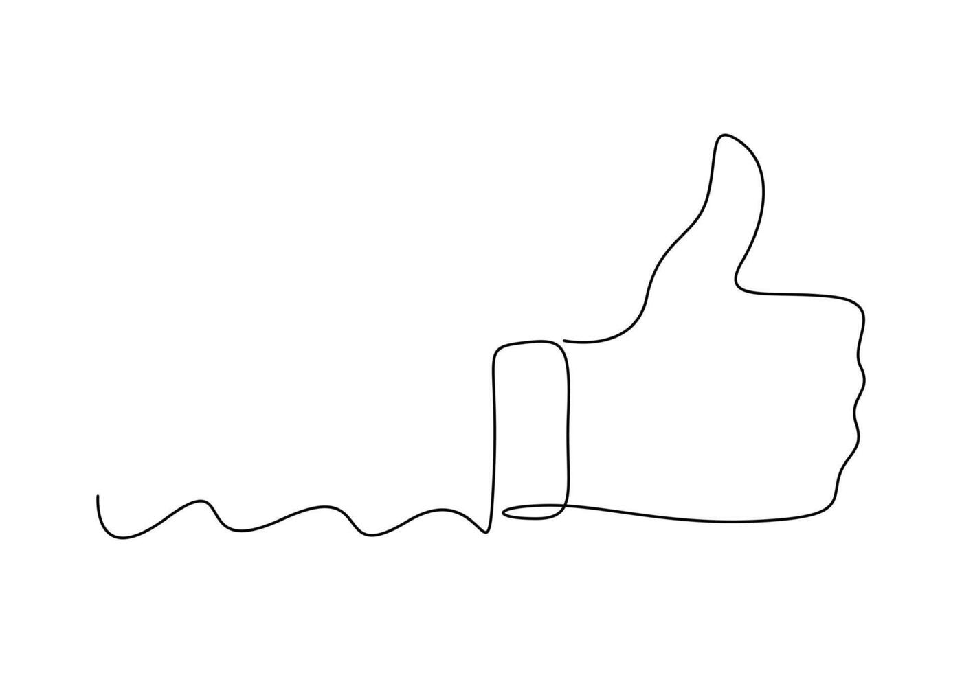 duimen omhoog icoon doorlopend een lijn tekening digitaal illustratie vector
