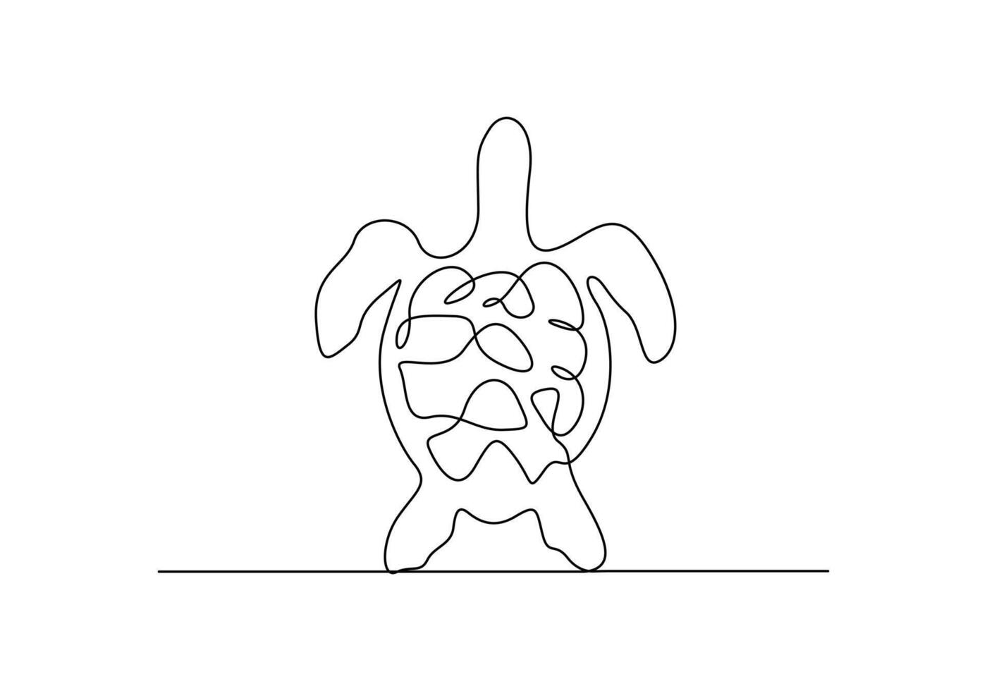 schildpad in een doorlopend lijn tekening digitaal illustratie vector