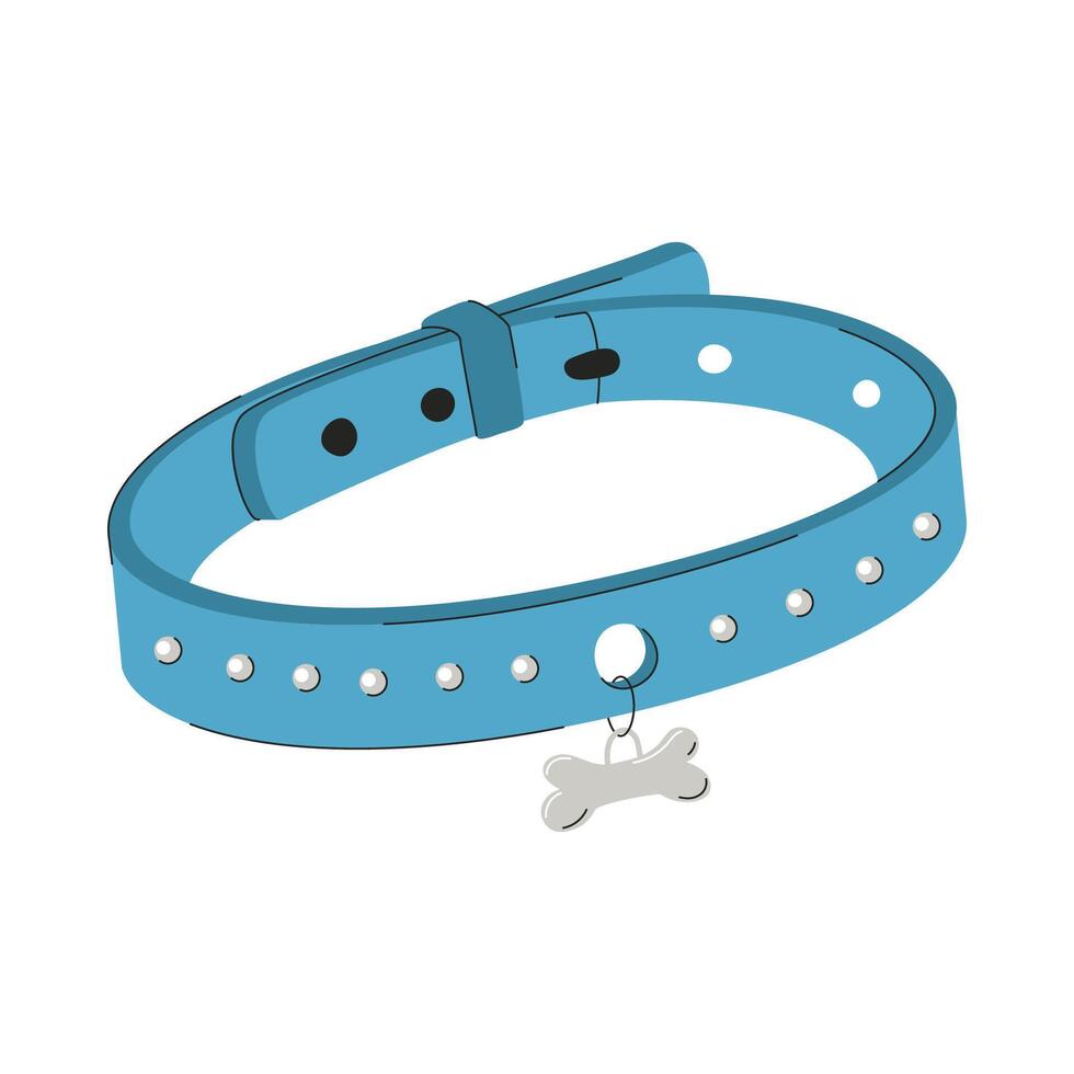 een halsband voor klein honden of katten. een halsband met een bot medaillon voor huisdieren. een huisdier zorg item. een vlak illustratie geïsoleerd Aan een wit achtergrond. vector