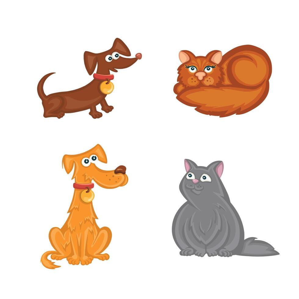 schattig hond en kat reeks silhouet eps 10. illustratie vector