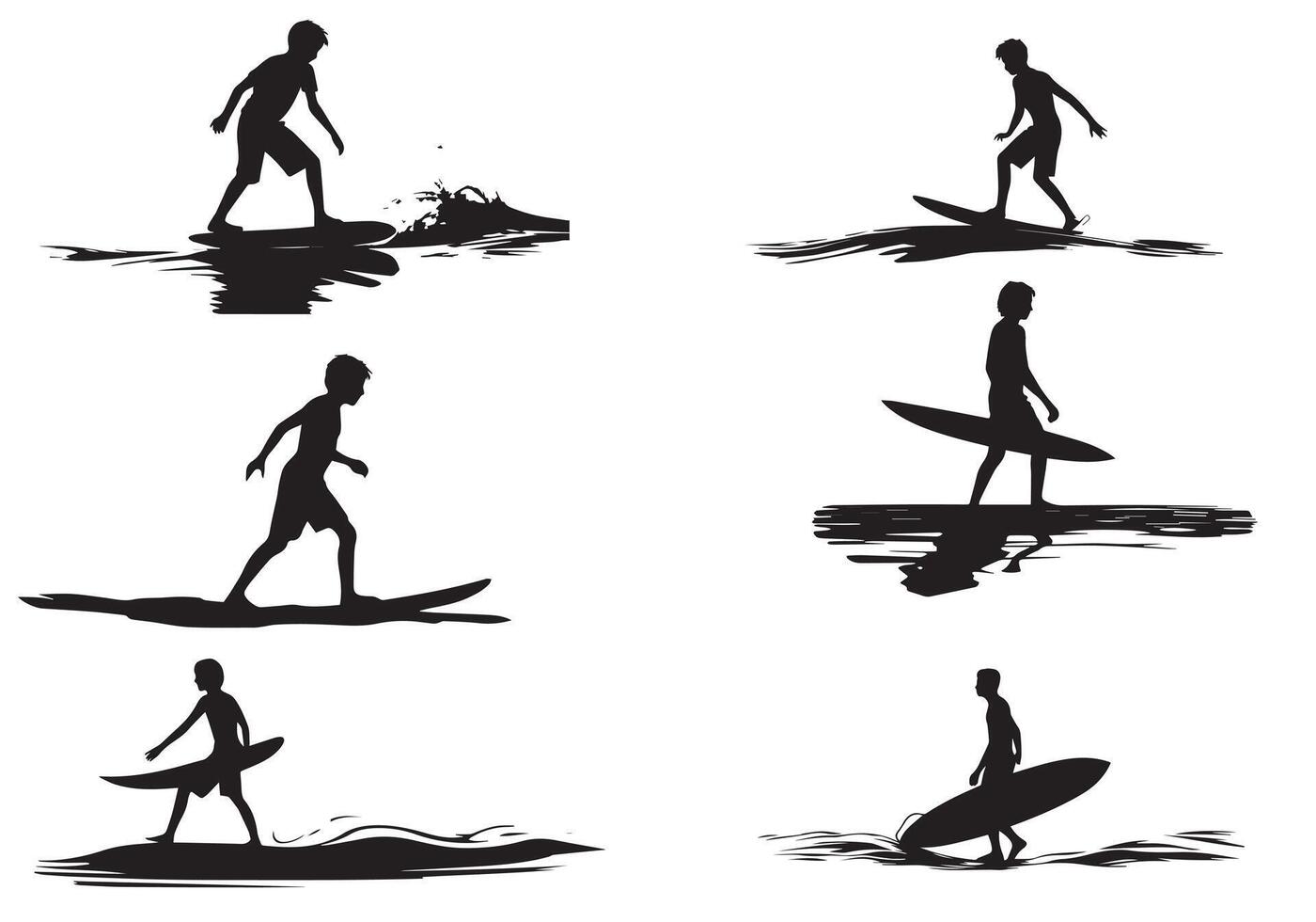 surfing silhouet ontwerp bundel pro vector
