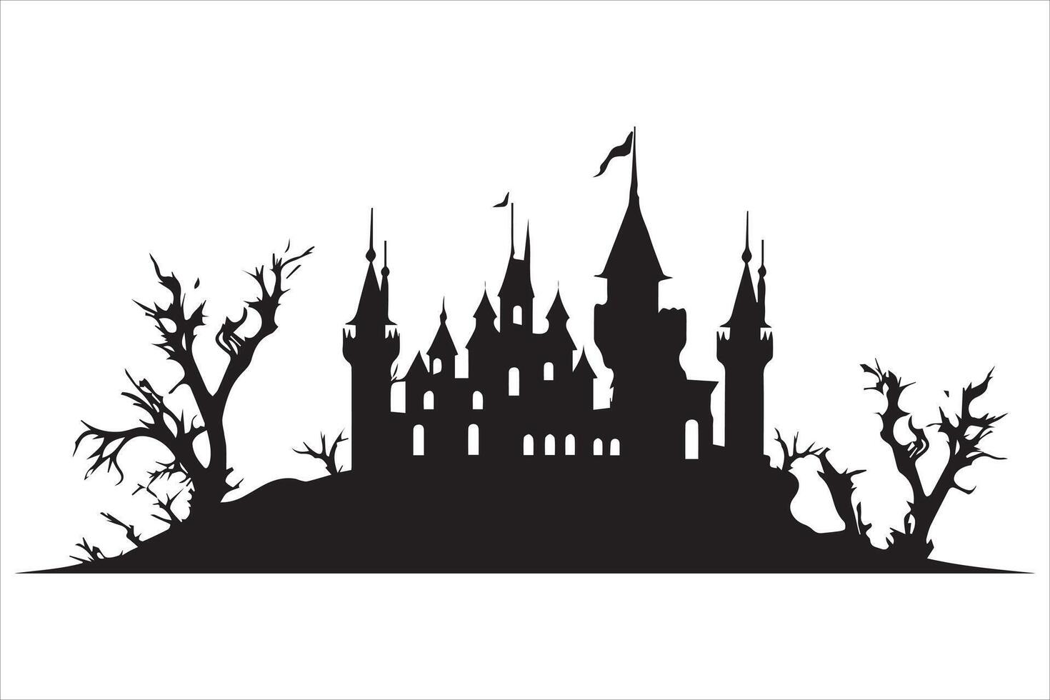 halloween heks huis silhouet vector