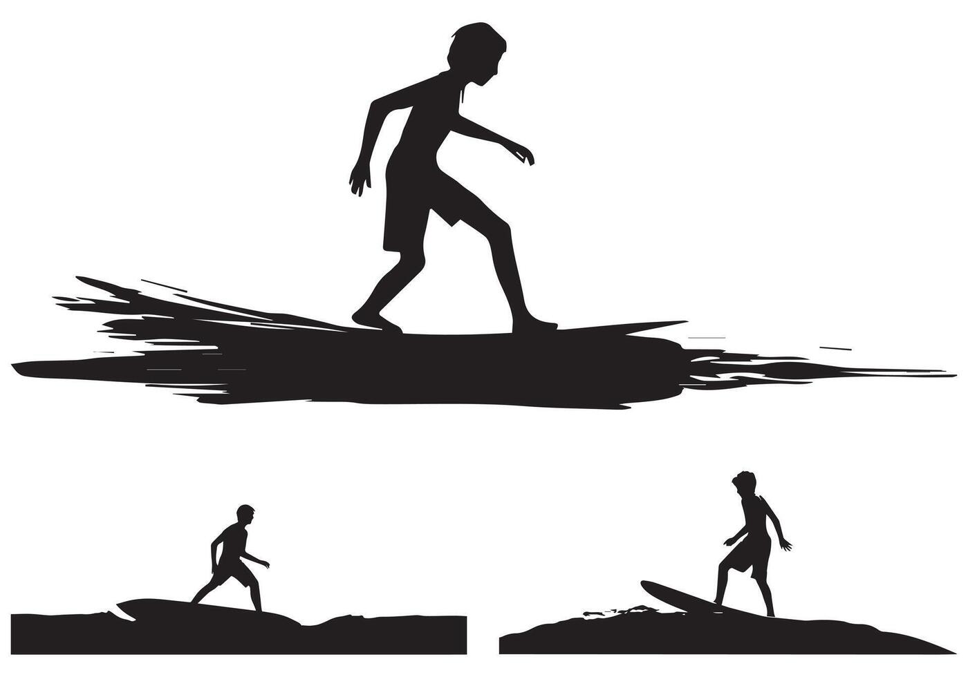 surfing silhouet ontwerp wit achtergrond vrij vector