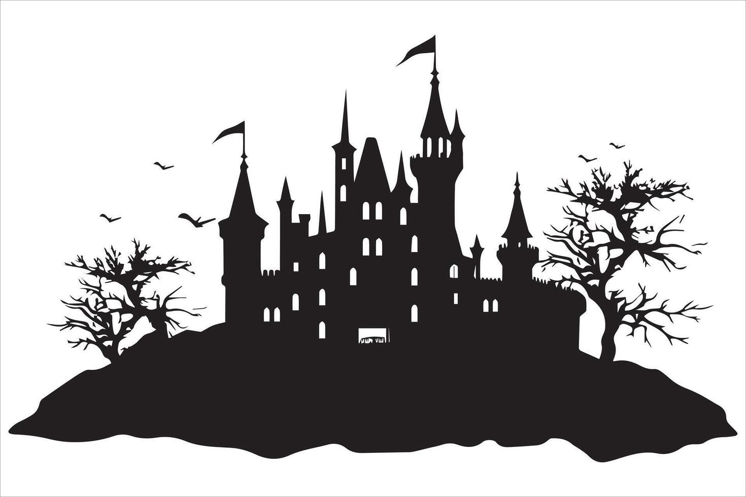 halloween heks huis silhouet vector