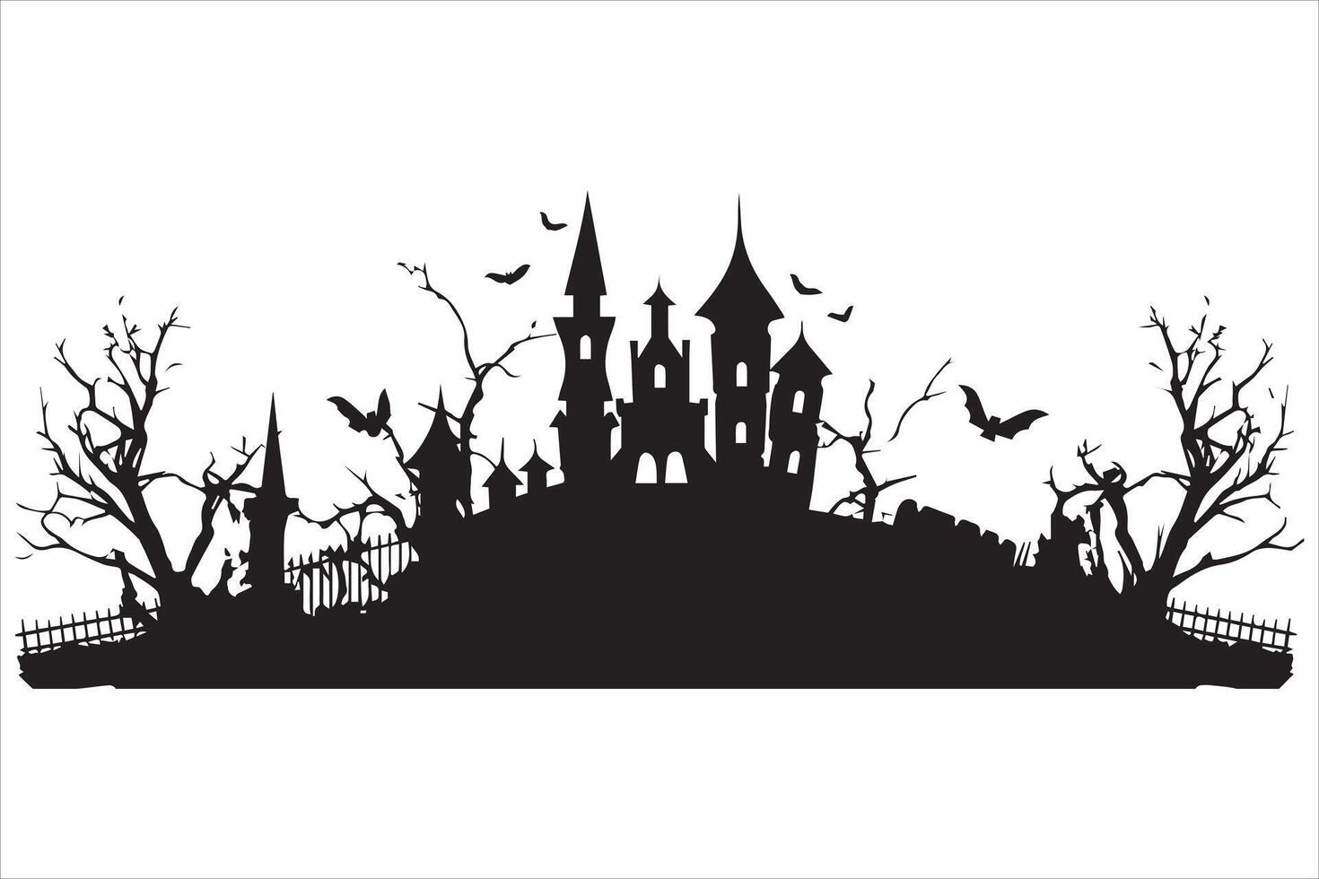 halloween heks huis silhouet vector