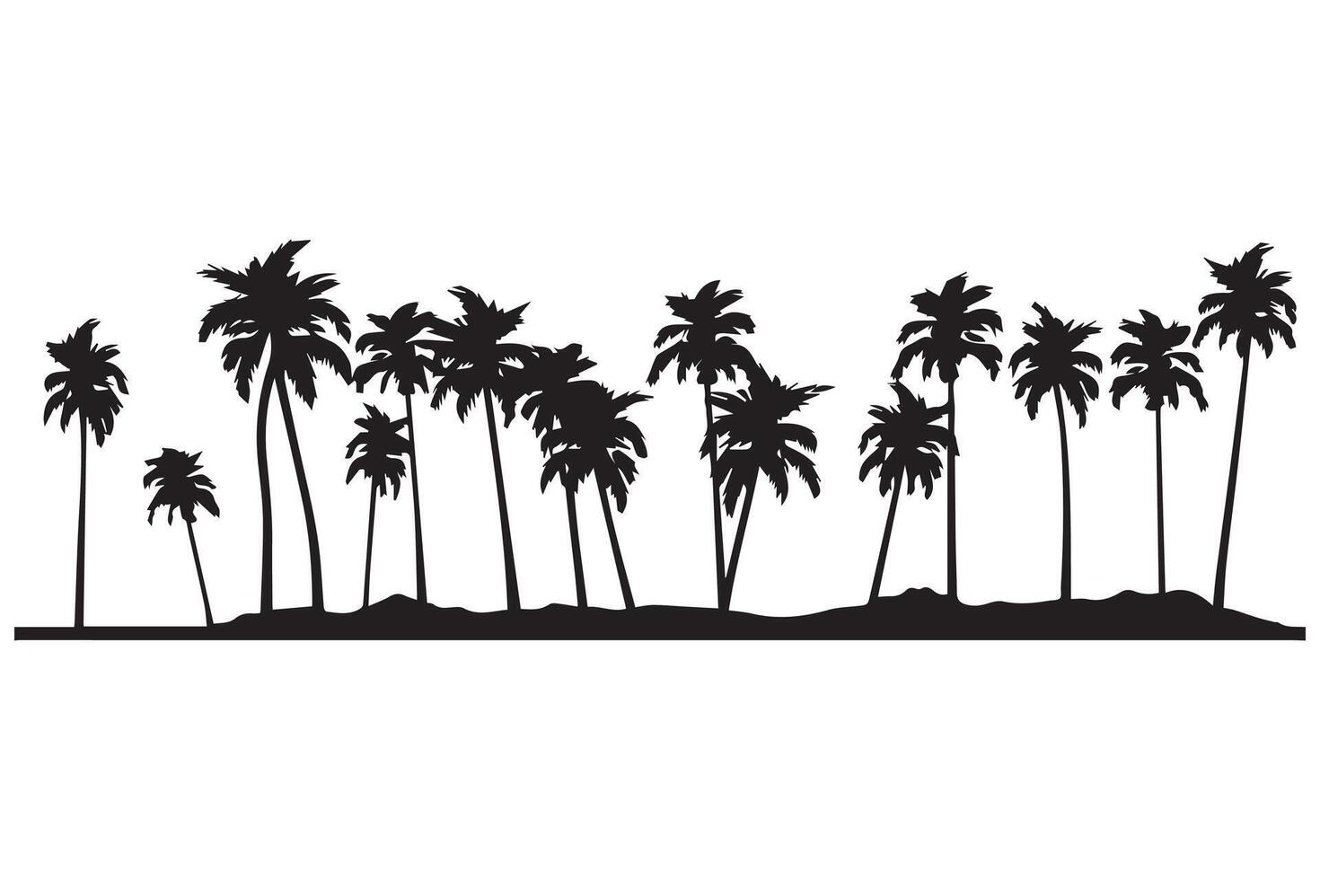 deze reeks van gedetailleerd palm en kokosnoot boom silhouet illustraties vector