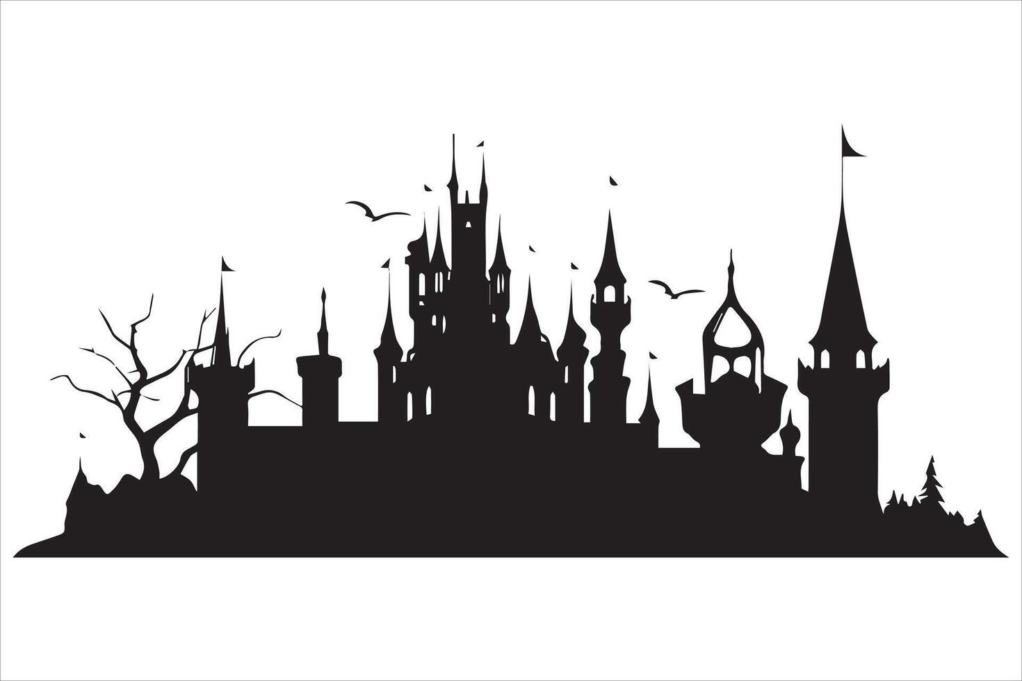 halloween heks huis silhouet ontwerp vector