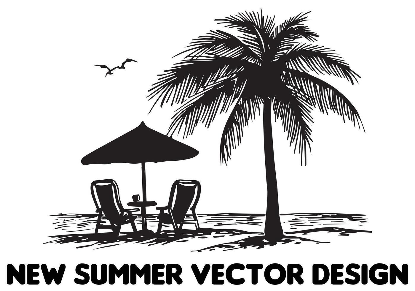 zomer strand silhouetten vrij ontwerp vector