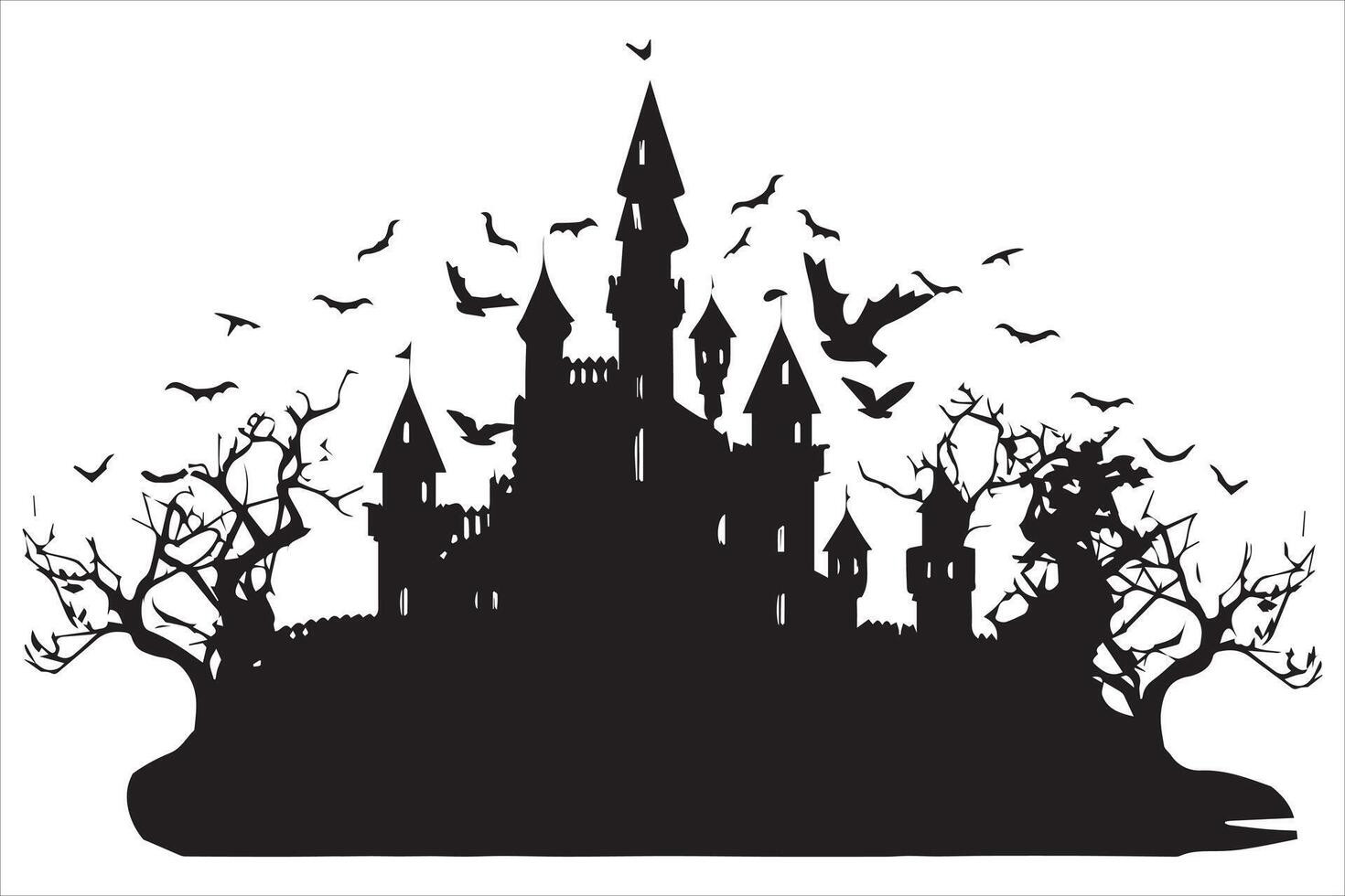 halloween heks huis silhouet ontwerp vector