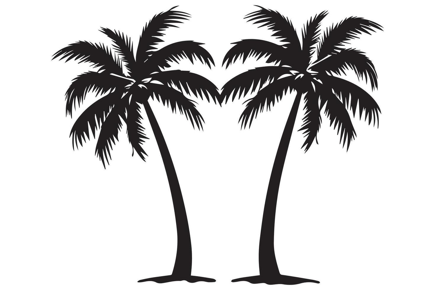 deze reeks van gedetailleerd palm en kokosnoot boom silhouet illustraties vector