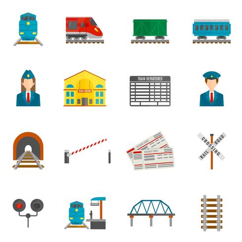 Spoorlijn Icons Set vector