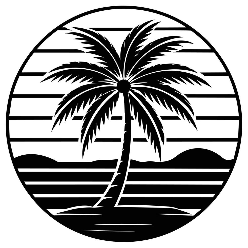 t-shirt logo strand van palm bomen illustratie vector