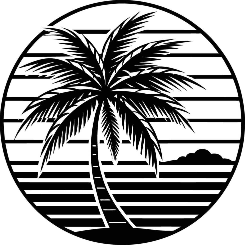 t-shirt logo strand van palm bomen illustratie vector