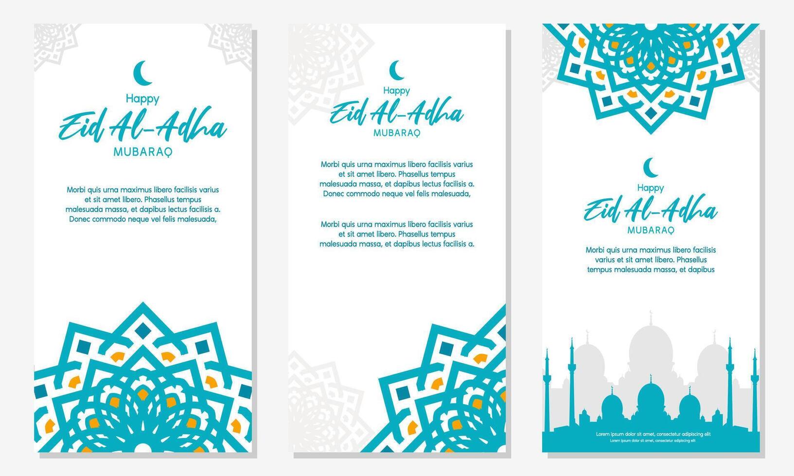 gelukkig eid adha mubarak ontwerp met blauw arabesk patroon vector