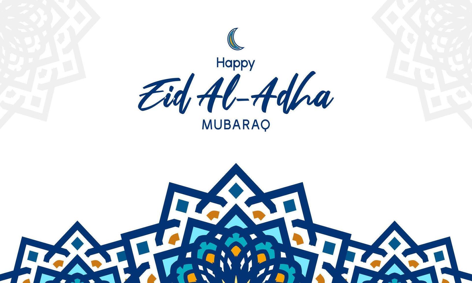 gelukkig eid adha mubarak ontwerp met blauw arabesk patroon vector