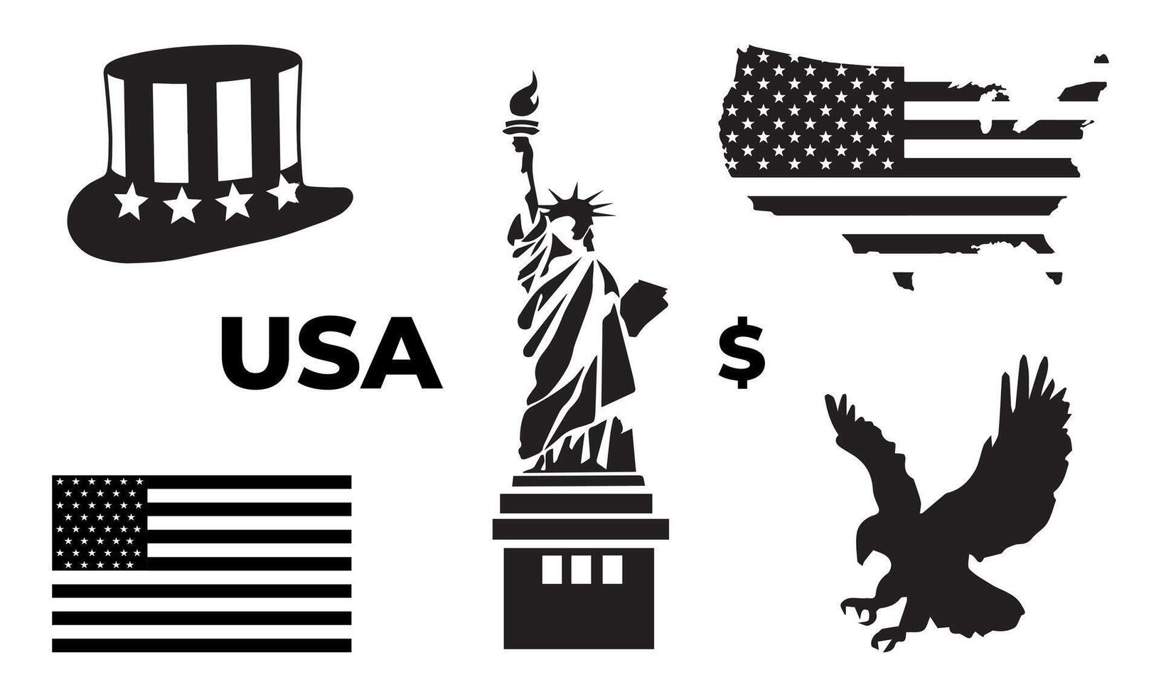silhouet beeld van symbolen van Amerika vector