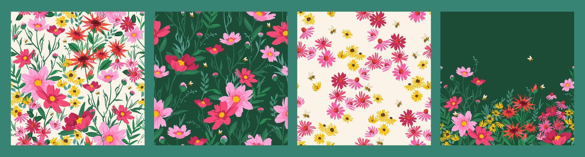 bloemen naadloos patronen. ontwerp voor papier, omslag, kleding stof, interieur decor en andere gebruik vector